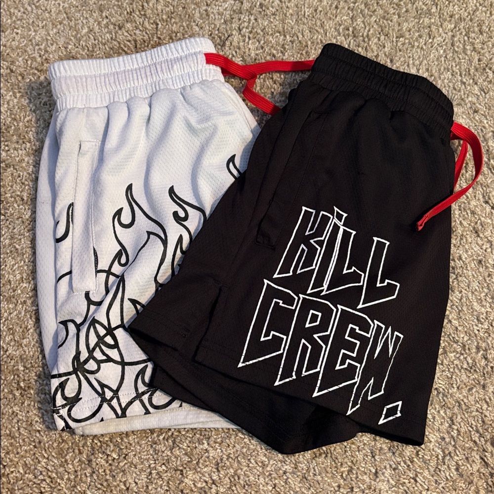 Kill Crew Black and White Athletic Shorts
